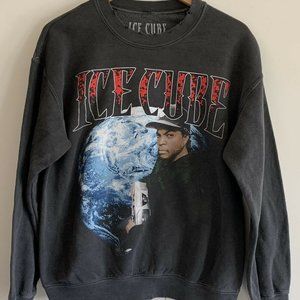 Ice Cube Washed Gray Crew Neck Sweatshirt Small